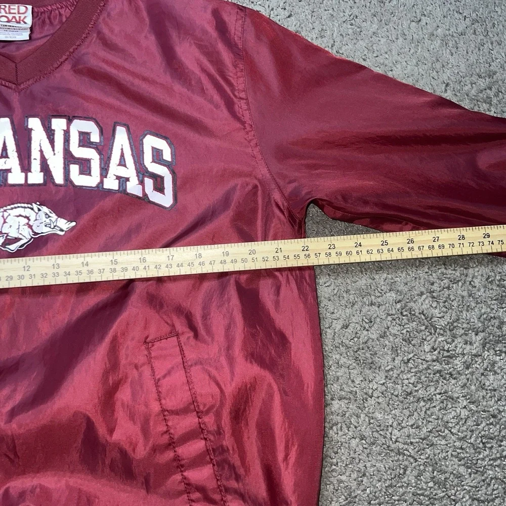 Arkansas Razorbacks Red Oak Mens Size S Red V Neck Pullover Windbreaker Jacket - Picture 5 of 6